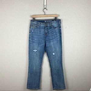 GAP Straight Leg Cropped Light Distressed Jeans